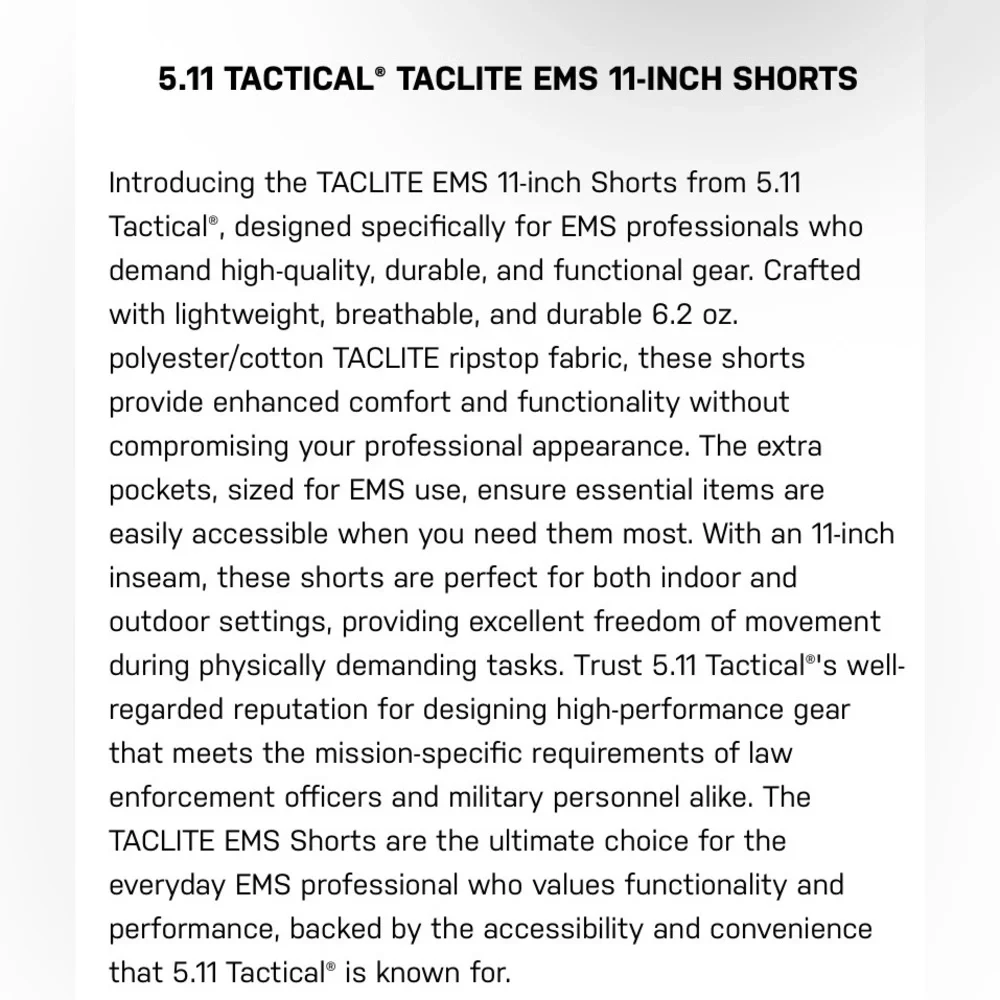 🚨5.11 Taclite EMS 11” Navy Cargo Shorts - Picture 13 of 15